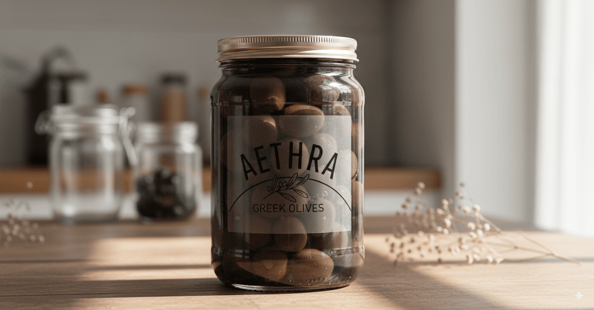 Jars of Helia Olives for private label
